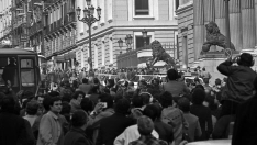 Salida de los parlamentarios del Congreso de los Diputados el 23F