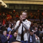 El secretario general del PSOE y presidente del Gobierno, Pedro Sánchez, durante un acto público en el Palacio de la Audiencia, a 7 de marzo de 2026, en Soria, Castilla y León (España)