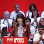 La ministra de Igualdad, Ana Redondo, durante un acto público en el Palacio de la Audiencia, a 7 de marzo de 2026, en Soria