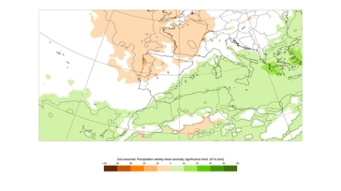 Las precipitaciones podrían situarse ligeramente por encima de la media en algunas regiones como el sureste de la península, Baleares y Canarias (Mapa ECMWF) Las precipitaciones podrían situarse ligeramente por encima de la media en algunas regiones como el sureste de la península, Baleares y Canarias (Mapa ECMWF)