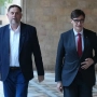 El president de la Generalitat de Catalunya, Salvador Illa y el presidente de ERC, Oriol Junqueras. David Zorrakino / Europa Press