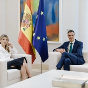 El presidente del Gobierno, Pedro Sánchez, y la vicepresidenta segunda y ministra de Trabajo y Economía Social, Yolanda Díaz. Carlos Luján / Europa Press