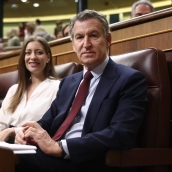 La portavoz del PP en el Congreso, Ester Muñoz y el presidente del Partido Popular, Alberto Núñez Feijóo. Eduardo Parra / Europa Press