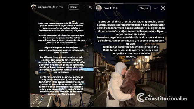 Comunicados de ambos artistas en sus historias de instagram Comunicados de ambos artistas en sus historias de instagram