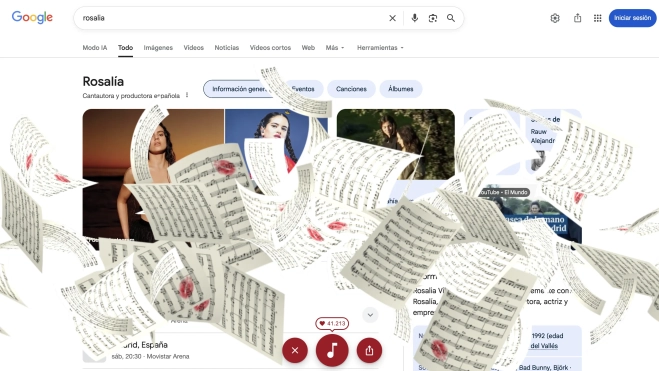 Al buscar en Google su nombre, aparece un efecto en el que aparecen partituras cayendo en la pantalla
