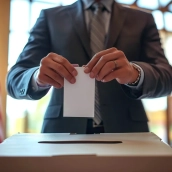 Hombre en traje votando