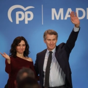 El presidente del Partido Popular, Alberto Núñez Feijóo, y la presidenta de la Comunidad de Madrid, Isabel Díaz Ayuso. Alejandro Martínez Vélez / Europa Press