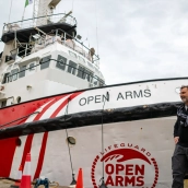 El barco de Open Arms de la segunda expedición de la Global Sumud Flotilla. Lorena Sopêna / Europa Press