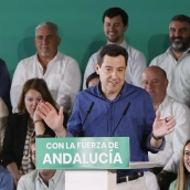 El presidente del PP-A y candidato a la reelección a la presidencia de la Junta de Andalucía, Juanma Moreno. Madero Cubero / Europa Press