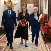 La presidenta del Congreso, Francina Armengol, junto al vicepresidente Gómez de Celis (Europa Press)