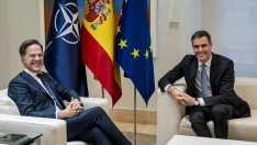 El presidente del Gobierno, Pedro Sánchez, y el secretario general de la OTAN, Mark Rutte. A. Pérez Meca / Europa Press