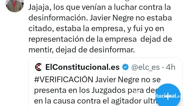 Post en X de Javier García Isac acusando a 'ElConstitucional.es' de publicar un 