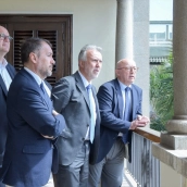 El Delegado del Gobierno en Canarias, Anselmo Pestana; el alcalde de Santa Cruz de Tenerife, José Bermúdez; el ministro de Política Territorial y Memoria Democrática, Ángel Víctor Torres y el presidente Autoridad Portuaria (SCTFE), Pedro Suárez. Europa Press Canarias