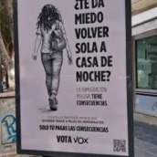 Uno de los carteles de Vox repartidos por la ciudad de Granada. Europa Press