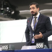 Alvise Pérez en el Parlamento Europeo (Foto: Parlamento Europeo)