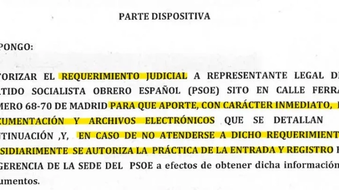 Parte dispositiva del auto del juez Pedraz / Fuente: X de David Romero (@davizromero)