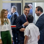 El presidente del Gobierno, Pedro Sánchez, la vicepresidenta tercera y ministra para la Transición Ecológica y Reto Demográfico, Sara Aagesen, la ministra de Vivienda, Isabel Rodríguez, y el ministro de Transportes, Óscar Puente. Ricardo Rubio / Europa Press