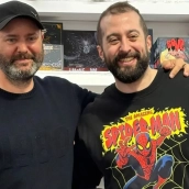 Raúl Cordero y Boris Ramírez en la presentación del comic '7291'. 