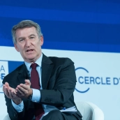 El presidente del PP,  Alberto Núnez Feijóo en el Circle d'Economia 2025. David Zorrakino / Europa Press
