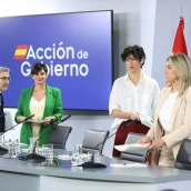 El ministro de Hacienda, Arcadi España, la ministra de Vivienda, Isabel Rodríguez, la ministra Portavoz, Elma Saiz, y la ministra de Educación, Milagros Tolón. Marta Fernández / Europa Press