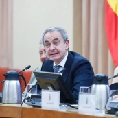 El expresidente José Luis Rodríguez Zapatero, en un acto en el Congreso