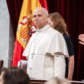 El Papa León XIV interviene durante su visita al Congreso. César Vallejo Rodríguez / Europa Press