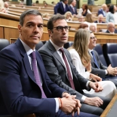 El presidente del Gobierno, Pedro Sánchez, el vicepresidente primero y ministro de Economía, Carlos Cuerpo. Marta Fernández / Europa Press El presidente del Gobierno, Pedro Sánchez, el vicepresidente primero y ministro de Economía, Carlos Cuerpo. Marta Fernández / Europa Press