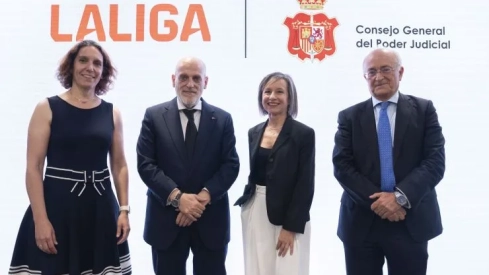 Javier Tebas y miembros del CGPJ (Foto LALIGA)