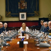 La presidenta del CGPJ, Isabel Perelló(c), durante el pleno extraordinario que celebra el Consejo General del Poder Judicia. CGPJ La presidenta del CGPJ, Isabel Perelló(c), durante el pleno extraordinario que celebra el Consejo General del Poder Judicia. CGPJ