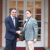 Pedro Sánchez junto a Oriol Junqueras, líder de ERC