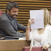 El expresident de la Generalitat Carlos Mazón durante la sesión plenaria en Les Corts Valencianes esta mañana. Rober Solsona / Europa Press