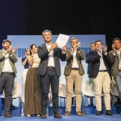 El líder del PP nacional, Alberto Núñez Feijóo, junto a sus barones territoriales.