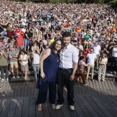 La exvicepresidenta de la Generalitat Valenciana, Mónica Oltra y el portavoz de ERC en el Congreso, Gabriel Rufián, durante la celebración del acto público de debate político ‘València Espai de Trobada’. Rober Solsona / Europa Press