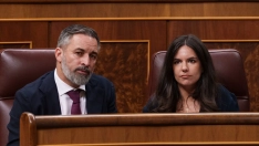 El presidente de Vox, Santiago Abascal y la portavoz de Vox en el Congreso, Pepa Millán. Matias Chiofalo / Europa Press