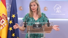 La portavoz de Sumar en el Congreso, Verónica Martínez Barbero, durante una rueda de prensa en el Congreso de los Diputados. Eduardo Parra / Europa Press