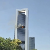 Incendio en la Torre Moeve de Madrid este martes 23 de junio. Fuente: @MaiteAcinas en X