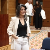La portavoz de Mas Madrid en la Asamblea, Manuela Bergerot, durante la última sesión plenaria del curso en la Asamblea de Madrid. Eduardo Parra / Europa Press