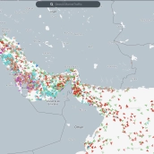 Tráfico en directo del estrecho de Ormuz. MarineTraffic.com