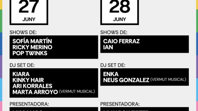 Programación del Pride de Barcelona 2026 para este próximo fin de semana. Fuente: @pridebarcelona en Instagram Programación del Pride de Barcelona 2026 para este próximo fin de semana. Fuente: @pridebarcelona en Instagram