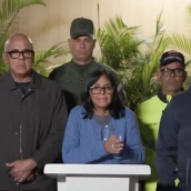 La presidenta de Venezuela, Delcy Rodríguez, en rueda de prensa tras los dos graves terremotos que han asolado el país. Fuente: @delcyrodriguezv en X