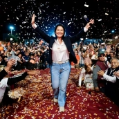 La próxima presidenta de Perú, Keiko Fujimori, en un acto electoral. Fuente: @KeikoFujimori en X