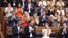 El presidente del Gobierno, Pedro Sánchez, y la bancada socialista. Eduardo Parra / Europa Press