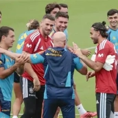 La selección española de futbol en el entrenamiento. (Fuente: EFE).