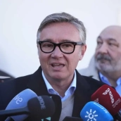 El portavoz de Vox en Andalucía, este lunes en Adamuz.