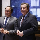 El president de la Generalitat valenciana, Juanfran Pérez Llorca (i), se reúne con el síndic del grupo parlamentario VOX (d), José María Llanos. Rober Solsona / Europa Press