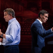 El líder del Partido Popular (PP), Alberto Núñez Feijóo (i), y el presidente del Gobierno y líder del PSOE, Pedro Sánchez (d). / EP