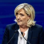 La líder de Agrupación Nacional, Marine Le Pen, durante la cumbre ‘Patriots’ en Madrid. Ricardo Rubio / Europa Press