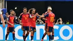Jugadores de la selección española en el partido frente a Austria. (Fuente: SoyFutbol).