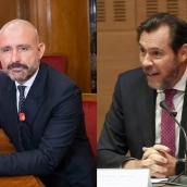 El diputado del PP, Jaime de los Santos, y el ministro de Transportes, Óscar Puente. EP (Europa Press)