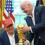 El presidente de Estados Unidos Donald Trump con el presidente de la FIFA Gianni Infantino. (Fuente: Foxnews).